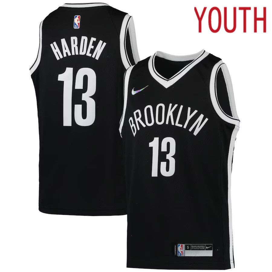 Youth Brooklyn Nets 13 James Harden Nike Black Diamond Swingman NBA Jersey